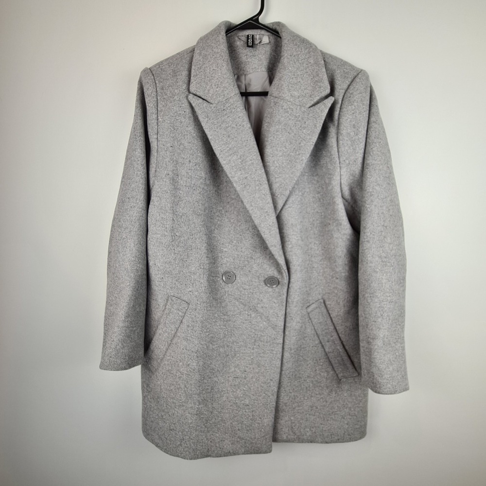 Divided By H&M Blazer Jacket Coat Gray Double Breasted Medium Women's Winter